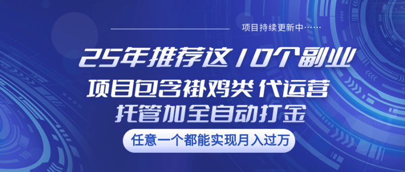 25年推荐这10个副业 项目包含褂鸡类、代运营托管类、全自动打金类_生财有道创业网-生财有道