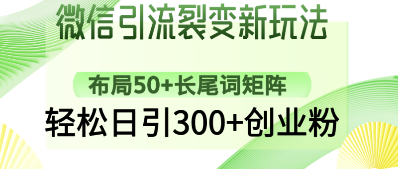 (14451期)微信引流裂变新玩法:布局50+长尾词矩阵,轻松日引300+创业粉_生财有道创业项目网-生财有道