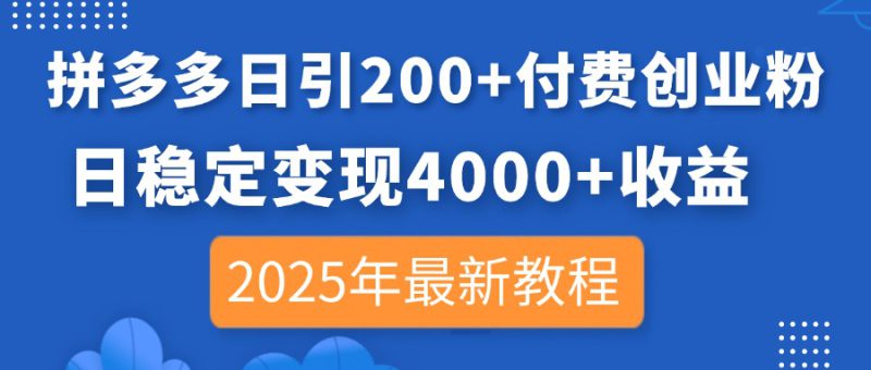（14217期）拼多多日引200+付费创业粉，日稳定变现4000+收益，2025年最新教程_生财有道创业项目网-生财有道