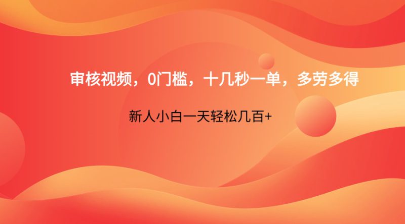 审核视频，0门槛，十几秒一单，多劳多得，新人小白一天轻松几百+_生财有道创业网-生财有道