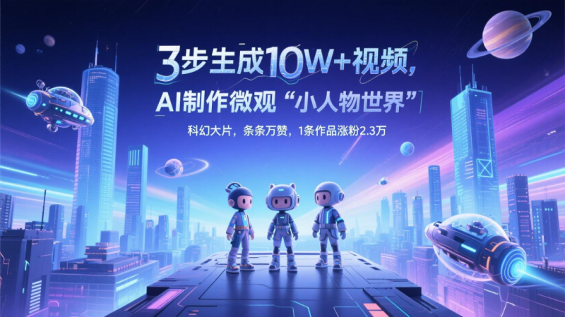 三步生成10W+视频，AI制作微观“小人物世界”科幻大片，条条万赞，1条作品涨粉2.3万_生财有道创业网-生财有道