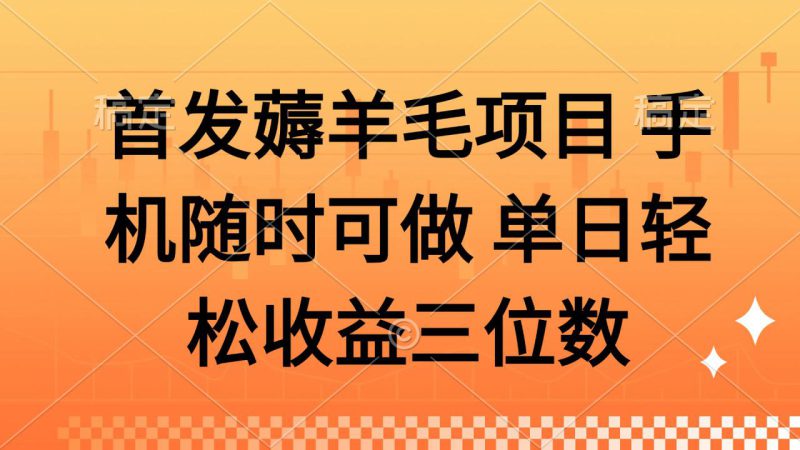 （14686期）薅羊毛项目 手机随时可做 单日轻松收益三位数_生财有道创业项目网-生财有道