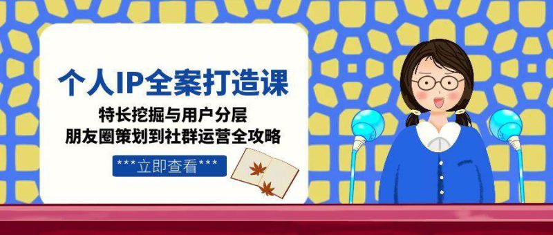个人IP全案打造课,特长挖掘与用户分层,朋友圈策划到社群运营全攻略_生财有道创业网-生财有道