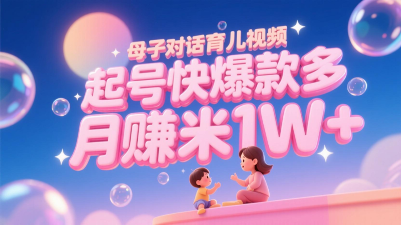 AI生成母子对话育儿类视频，起号快爆款多，小白宝妈轻松学，多渠道变现，月赚米1W+_生财有道创业网-生财有道