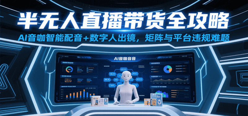 半无人直播带货全攻略:AI音咖智能配音+数字人出镜,解决账号矩阵与平台违规难题_生财有道创业网-生财有道