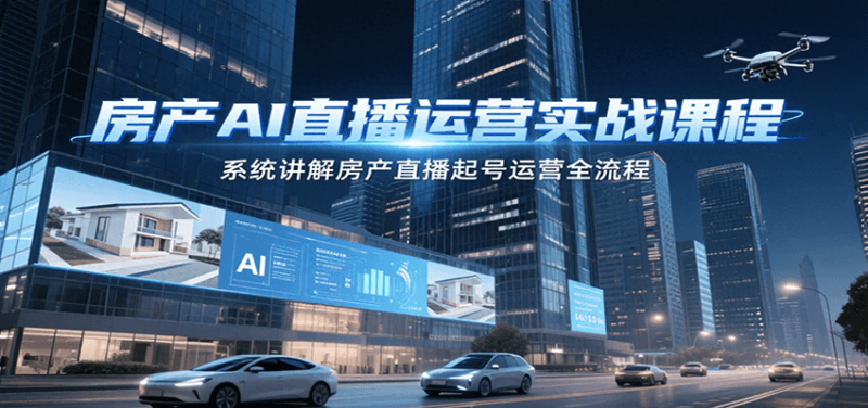 房产AI直播运营实战课程,系统讲解房产直播起号运营全流程_生财有道创业网-生财有道