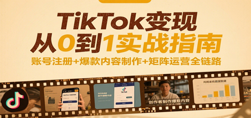 TikTok变现从0到1实战指南：账号注册+爆款内容制作+矩阵运营全链路_生财有道创业网-生财有道