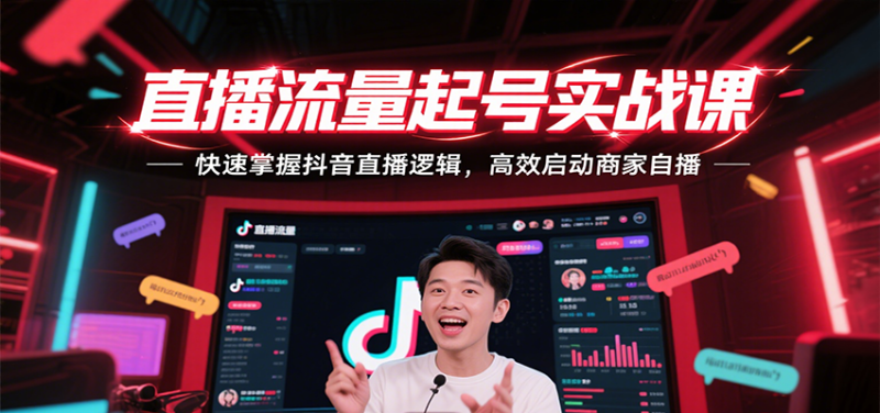 直播流量起号实战课,快速掌握抖音直播逻辑,高效启动商家自播_生财有道创业网-生财有道