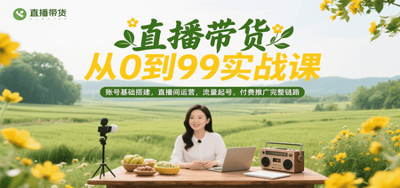 直播带货从0到99实战课，账号基础搭建，直播间运营，流量起号，付费推广完整链路_生财有道创业网-生财有道
