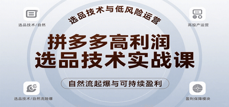 拼多多高利润选品技术实战课，手把手教学自然流高投产起爆，实现低风险可持续盈利_生财有道创业网-生财有道