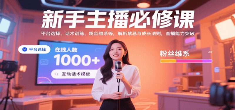 新手主播必修课：平台选择、话术训练、粉丝维系等，解析禁忌与成长法则，突破直播能力_生财有道创业网-生财有道