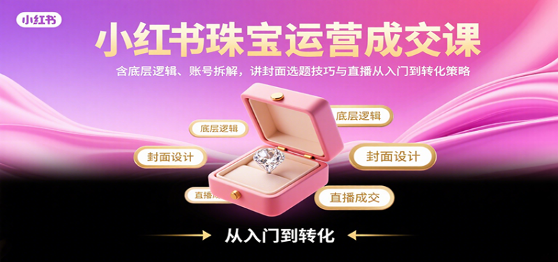 小红书珠宝运营成交课：含底层逻辑、账号拆解，讲封面选题技巧与直播从入门到转化策略_生财有道创业网-生财有道