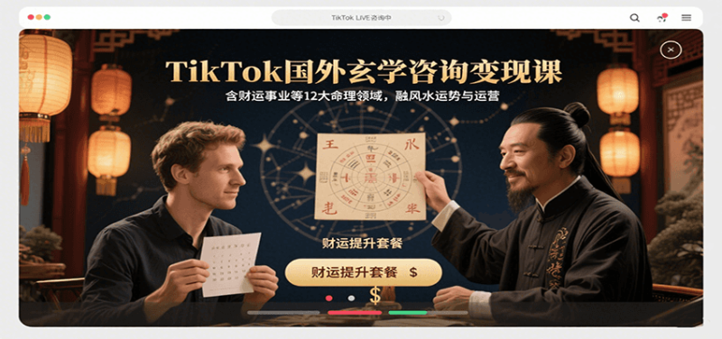 TikTok国外玄学咨询变现课，含财运事业等12大命理领域，融风水运势与运营_生财有道创业网-生财有道