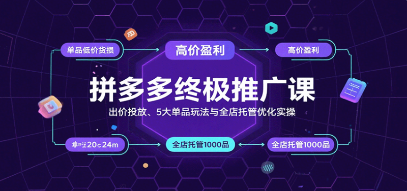 拼多多终极推广课:出价投放、5大单品玩法与全店托管优化实操_生财有道创业网-生财有道