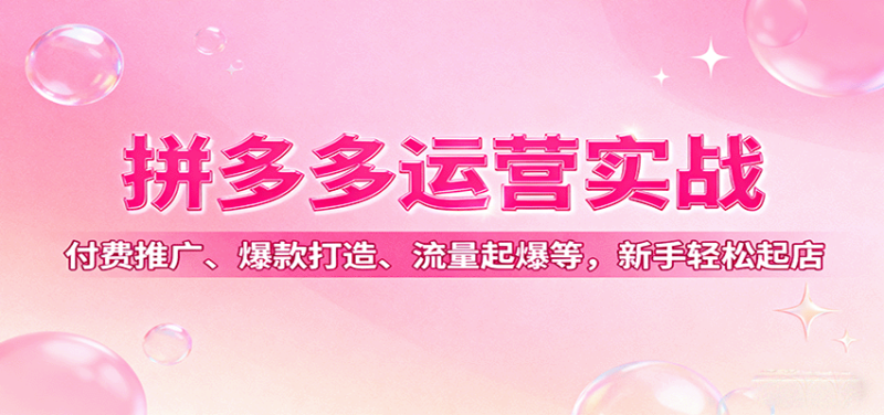 拼多多运营实战,付费推广、爆款打造、流量起爆等,新手轻松起店_生财有道创业网-生财有道