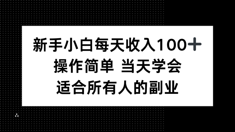 （15937期）新手小白每天收入100+，操作简单 当天学会 ，适合所有人的副业_生财有道创业项目网-生财有道