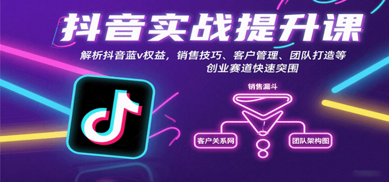 抖音实战提升课:解析抖音蓝v权益,销售技巧、客户管理、团队打造等创业赛道快速突围_生财有道创业网-生财有道