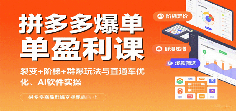 拼多多爆单盈利课：裂变+阶梯+群爆玩法与直通车优化、AI 软件实操_生财有道创业网-生财有道