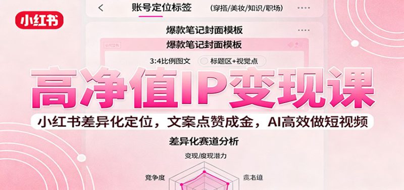 高净值IP变现课:小红书差异化定位,文案点赞成金, AI高效做短视频_生财有道创业网-生财有道