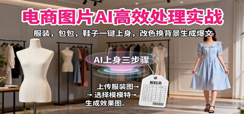 电商图片AI高效处理实战,服装,包包,鞋子一键上身,改色换背景生成爆文_生财有道创业网-生财有道