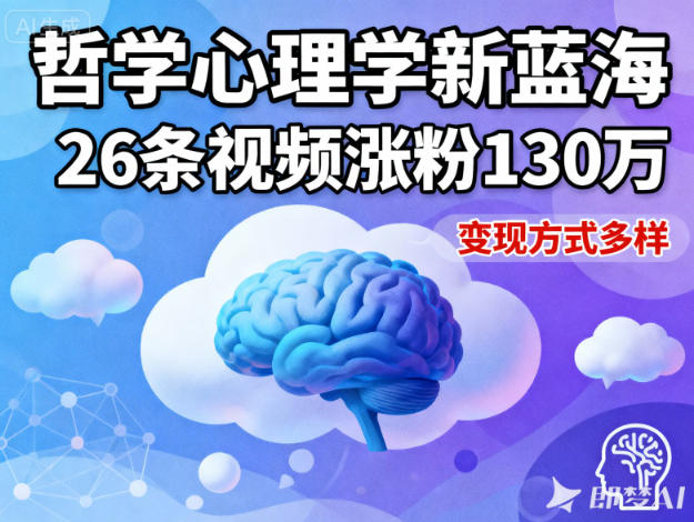 短视频新蓝海,哲学心理学赛道,26条视频涨粉130W,变现方式多样——生财有道创业项目网-生财有道