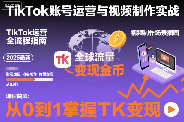 2025最新TikTok账号运营与视频制作实战全流程,从0到1掌握TK变现(含11月最新TK搬运技术)——生财有道创业项目网-生财有道