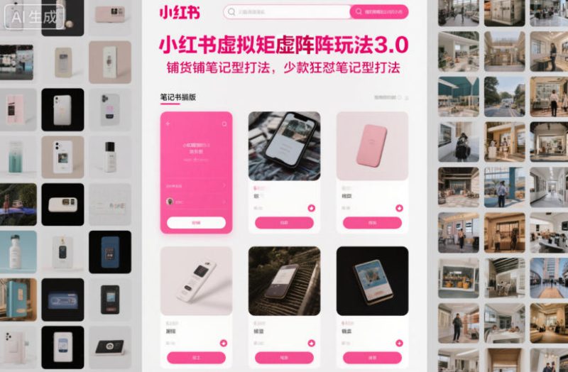 小红书虚拟矩阵玩法3.0,铺货铺笔记型打法,少款狂怼笔记型打法——生财有道创业项目网-生财有道