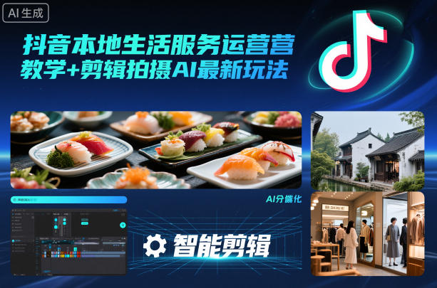 抖音本地生活服务运营教学+剪辑拍摄AI最新玩法——生财有道创业项目网-生财有道