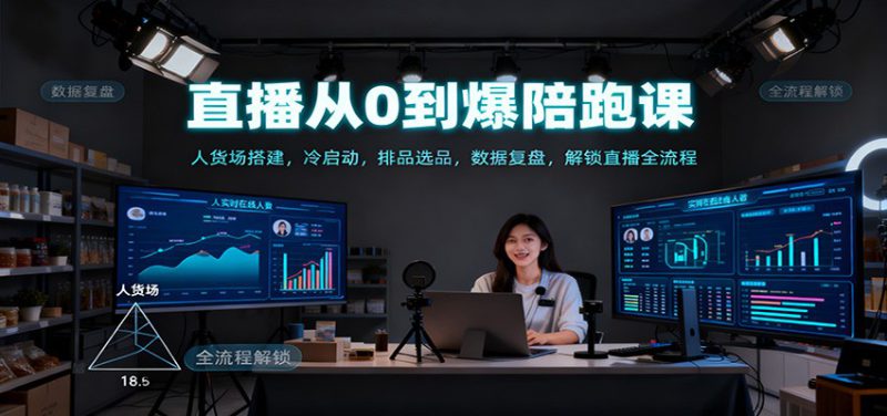 直播从0到爆陪跑课:人货场搭建,冷启动,排品选品,数据复盘,解锁直播全流程_生财有道创业网-生财有道