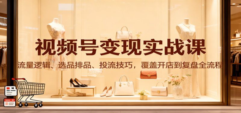 视频号变现实战课：流量逻辑、选品排品、投流技巧，覆盖开店到复盘全流程_生财有道创业网-生财有道
