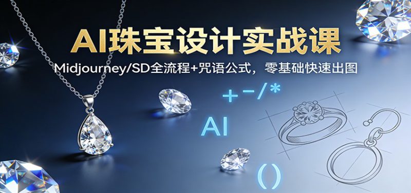 AI珠宝设计实战课：Midjourney/SD全流程+咒语公式，零基础快速出图_生财有道创业网-生财有道
