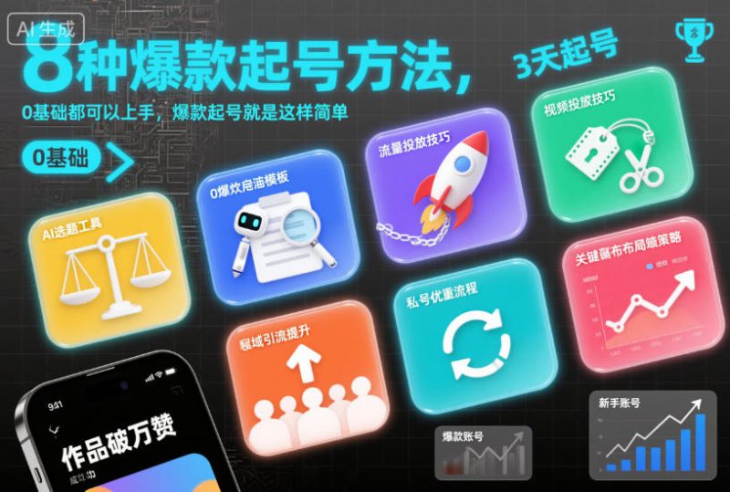 8种爆款起号方法,0基础都可以上手,爆款起号就是这样简单——生财有道创业项目网-生财有道