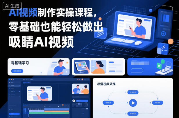 AI视频制作实操课程，零基础也能轻松做出吸睛AI视频——生财有道创业项目网-生财有道