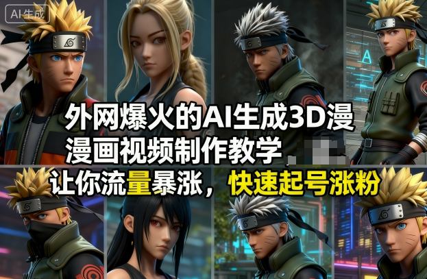 外网爆火的AI生成3D漫画视频制作教学，让你流量暴涨，快速起号涨粉！——生财有道创业项目网-生财有道