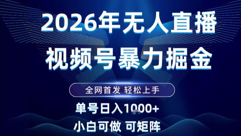 2026最新视频号无人直播掘金，全网首发，小白可以玩，长期稳定日入1k+【揭秘】——生财有道创业项目网-生财有道