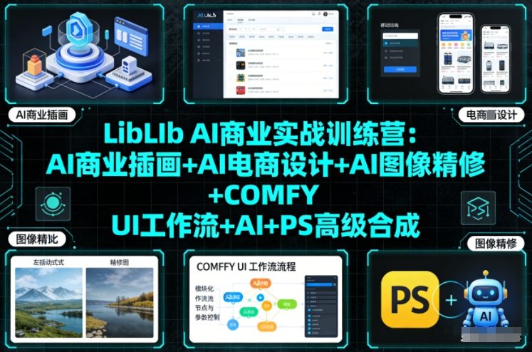 LibLIb AI商业实战训练营：AI商业插画+AI电商设计+AI图像精修+COMFY UI工作流+AI+PS高级合成——生财有道创业项目网-生财有道