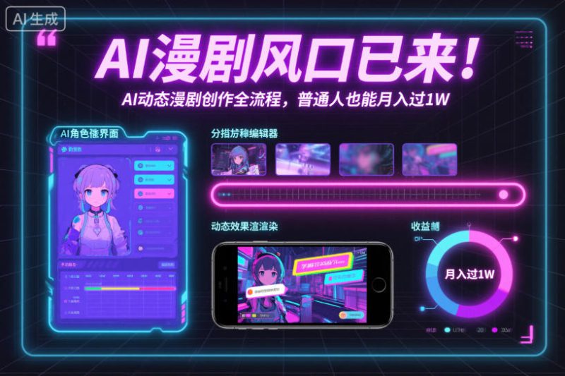 AI漫剧风口已来!AI动态漫剧创作全流程,普通人也能月入过1W——生财有道创业项目网-生财有道