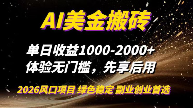 (16972期)AI美金搬砖,单日收益1000-2000+,2025风口项目,可以副业,可以全职,可以工作室放大_生财有道创业项目网-生财有道