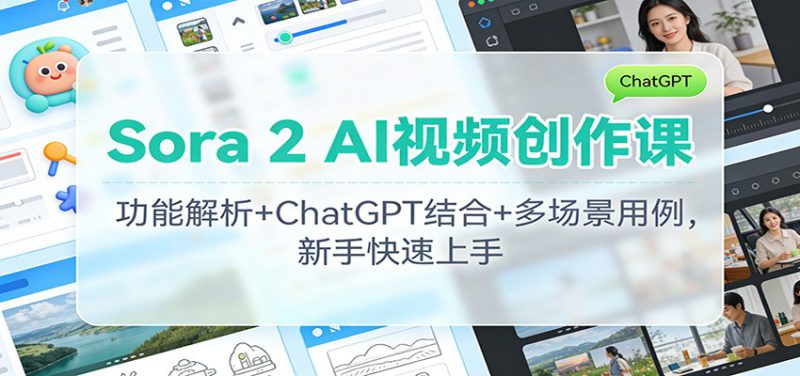 Sora 2 AI视频创作课：功能解析+ChatGPT结合+多场景用例，新手快速上手_生财有道创业网-生财有道