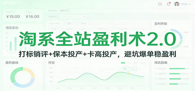 淘系全站盈利术2.0：打标销评+保本投产+卡高投产，避坑爆单稳盈利_生财有道创业网-生财有道