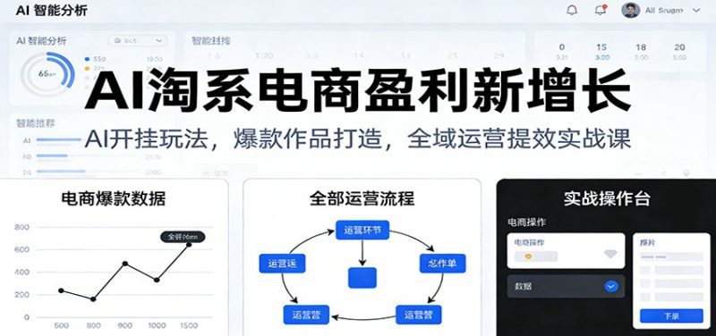 AI淘系电商盈利新增长，AI开挂玩法，爆款作品打造，全域运营提效实战课_生财有道创业网-生财有道
