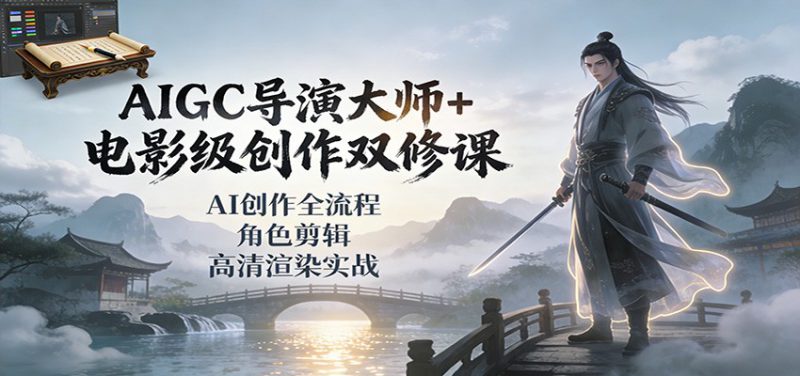 AIGC导演大师+电影级创作双修课：AI创作全流程、角色剪辑、高清渲染实战_生财有道创业网-生财有道