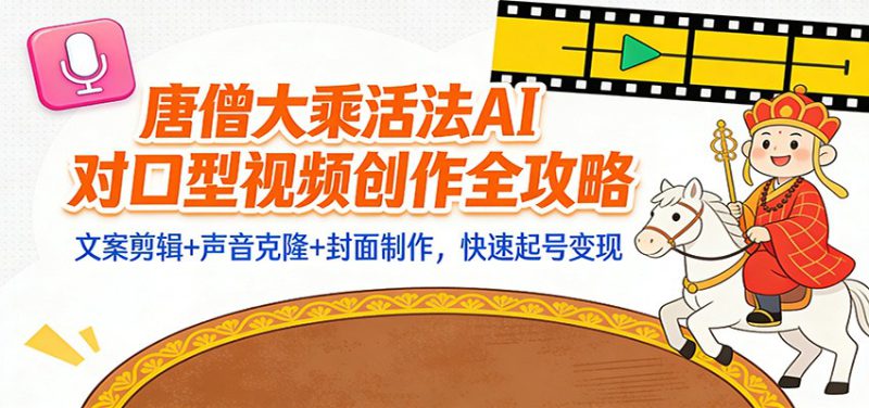 “大乘活法”AI对口型视频创作全攻略：文案剪辑+声音克隆+封面制作，快速起号变现_生财有道创业网-生财有道