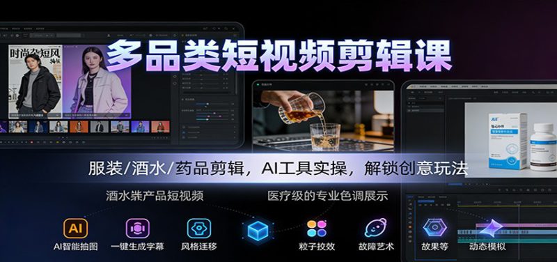 多品类短视频剪辑课:服装/酒水/药品剪辑,AI工具实操,解锁创意玩法_生财有道创业网-生财有道