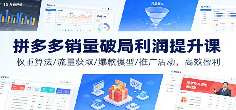 拼多多销量破局利润提升课：权重算法/流量获取/爆款模型/推广活动，高效盈利_生财有道创业网-生财有道