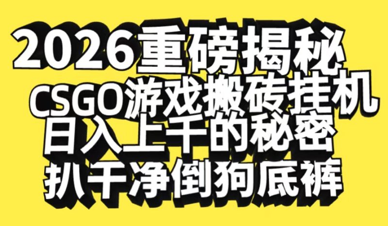 2026开年重磅解密，CSGO游戏搬砖挂机日入上千的秘密，把倒狗的底裤扒干_生财有道创业网-生财有道