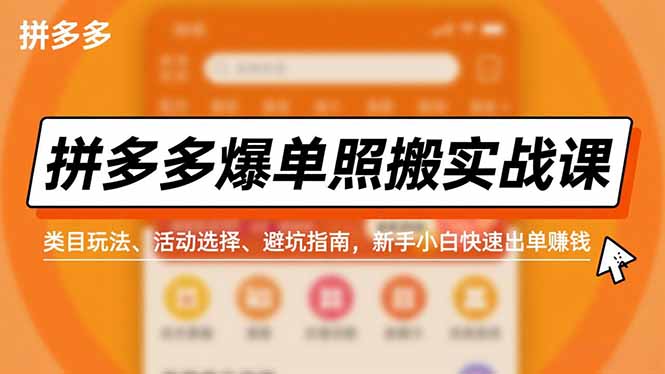 (16838期)拼多多爆单照搬实战课,类目玩法、活动选择、避坑指南,新手小白快速出单赚钱_生财有道创业项目网-生财有道