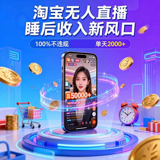 (16822期)淘宝无人直播,不违规不封号,直播100小时卖了5万,年底旺季!_生财有道创业项目网-生财有道