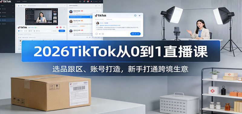 2026TikTok从0到1直播课：选品跟区、账号打造，新手打通跨境生意_生财有道创业网-生财有道