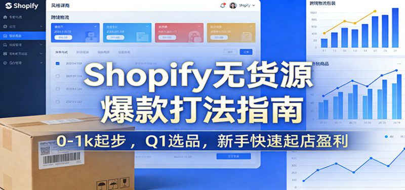 Shopify无货源爆款掘金课：0-1k起步 ，Q1选品，新手快速起店盈利_生财有道创业网-生财有道
